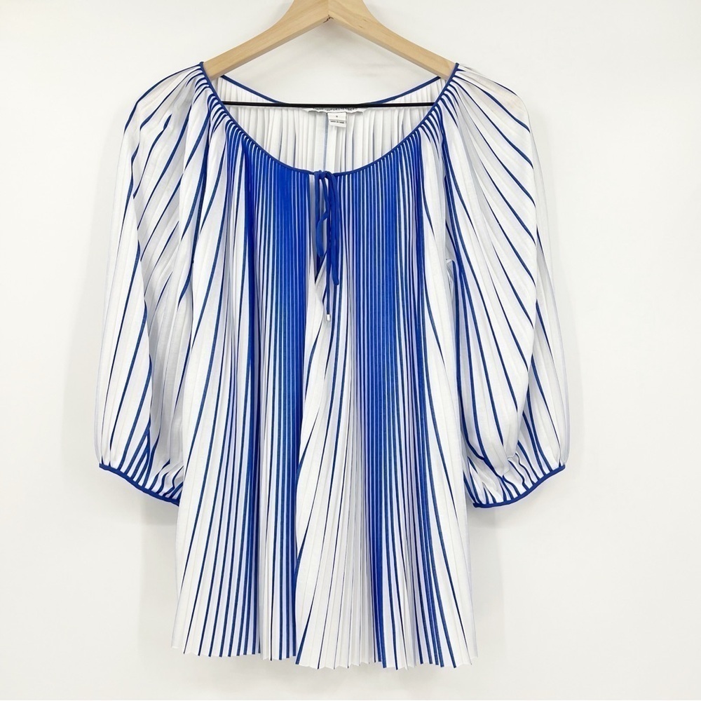 Diane Von Furstenberg DVF Accordion Top Balloon Sleeve Size 0 *Hole* Oversized